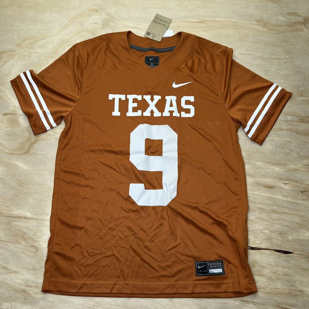 NEW SM Texas Longhorns Nike Home Burnt Orange Jersey PRINTED #9 Sabour